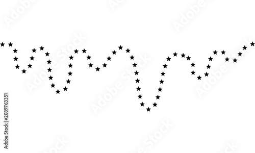 Star Dotted Wavy Line Border Illustration, Black Celestial Divider Element
