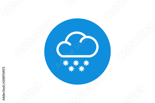 Snow Cloud Weather Icon in Flat Circle Graphic for Winter Forecast and Meteorology