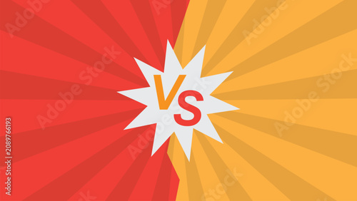 Foto Comic-inspired versus background with dramatic radial rays and bold VS symbol for gaming, sports, and competitive events