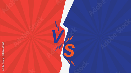 Bild auf Leinwand Dynamic versus background featuring red and blue sections with radial effects, ideal for tournaments, battles, and comparison graphics