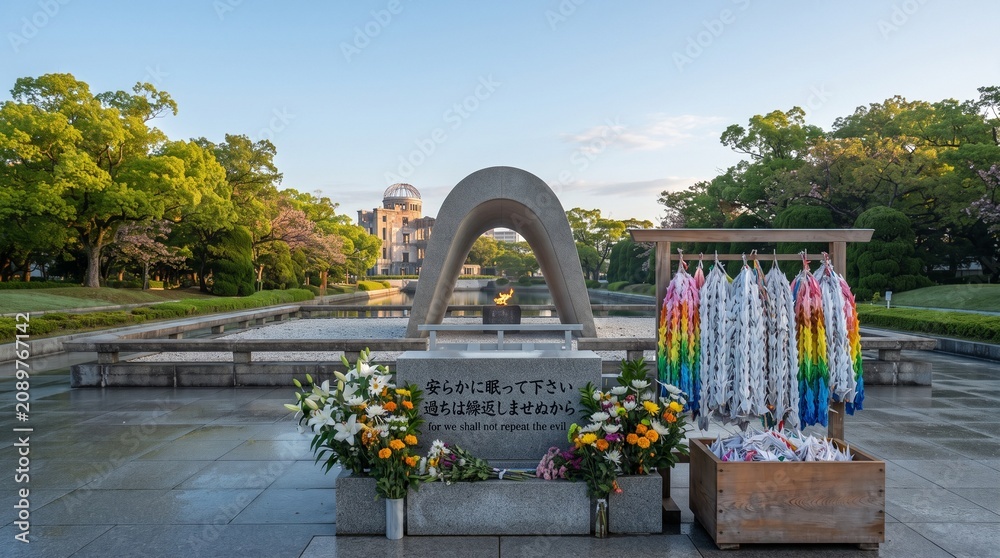 Obraz premium Peace Memorial Park in Hiroshima, Japan A Monument to Remembrance and Hope
