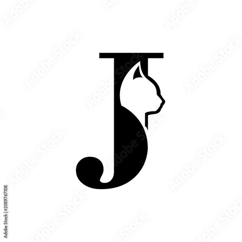 A vector graphic of a minimalist animal monogram logo featuring a capital letter 'J' seamlessly integrated into the design. This vector is perfect for company logos, pet shops, T-shirt designs, etc.