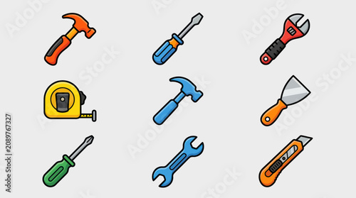 Bild auf Leinwand Collection of various tools icons