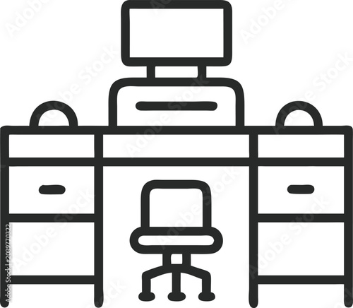 Clean office desk icon in a flat vector style for websites and business presentations