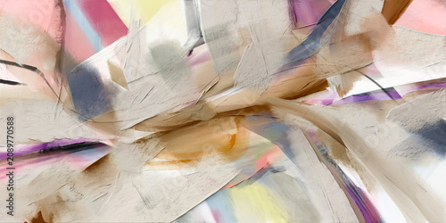 Schilderij op canvas Curated contemporary abstract modern art painting with tactile surfaces for publ