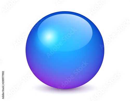 A blue sphere with a gradient effect transitioning from light blue to purple