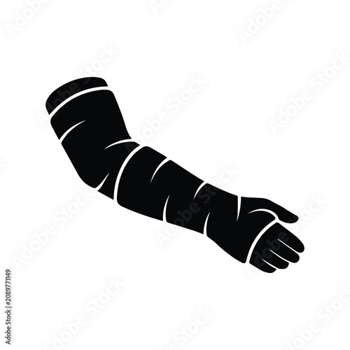 Tableau sur toile Broken arm cast line art illustration, vector silhouette of medical treatment and recovery