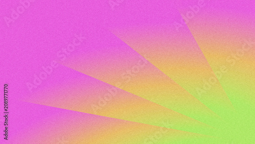 Slika na platnu Abstract textured noise background featuring smooth radial diagonal rays gradient shifting from vivid magenta purple through blush pink, warm orange, pale yellow to soft lime green