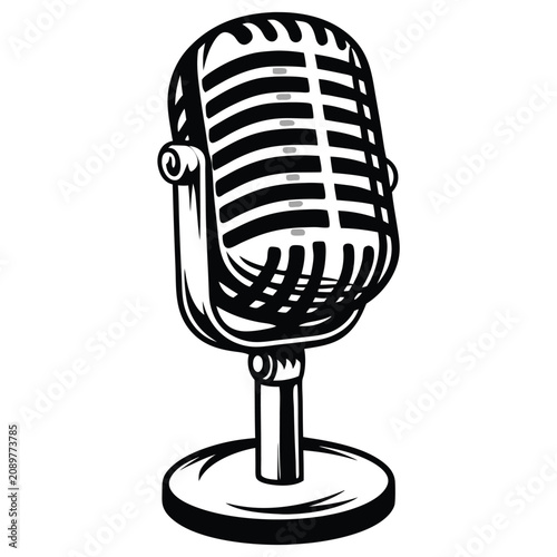Flat vector icon of an old school microphone, symbolizing retro sound and performance