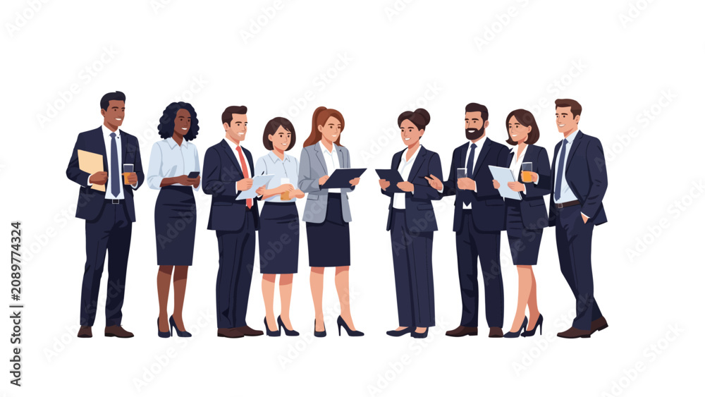 Obraz premium Diverse Business Professional Team Illustration Isolated on White