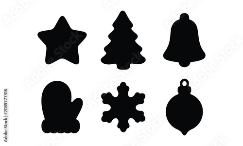 Traditional christmas cookie silhouettes for holiday graphic elements.