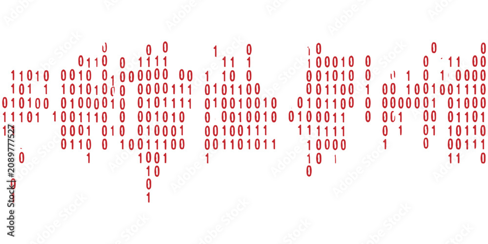 Obraz premium Red binary code world map global network digital technology concept abstract background.