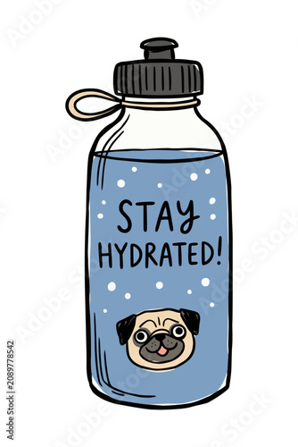 Hand Drawn School Water Bottle with Watercolor Texture