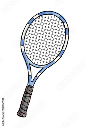 Hand Drawn Tennis Racket with Watercolor Texture for Sports Activities