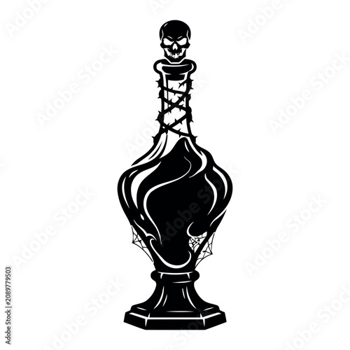 Spooky apothecary bottle with skull design