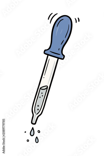 Hand Drawn Pipette with Watercolor Texture for School Science and Laboratory Experiments