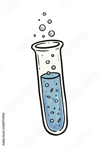 Hand Drawn Laboratory Test Tube for Classroom Science and Chemistry Lessons