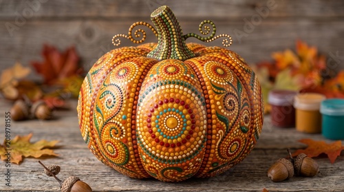 Colorful 3D Dot Art Pumpkin Isolated