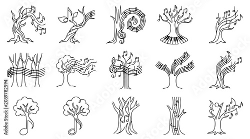 фотографія Musical Trees Collection: Creative Vector Illustrations of Nature and Music Harm