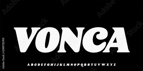 Photos Vonca Font, Bold urban font with solid geometric shapes, perfect for branding, posters, apparel, and modern typography