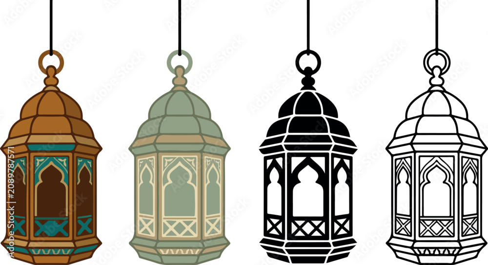 Obraz premium Four_Ramadan_lanterns_hanging