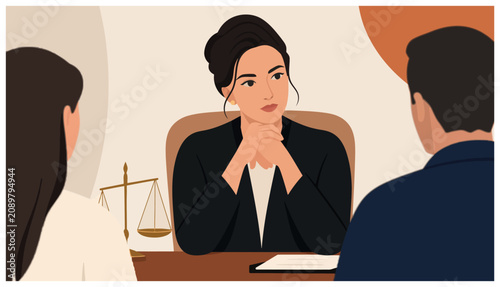 Photos Woman Sitting at Desk with Scale.