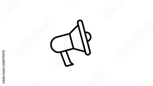 Loudspeaker, megaphone, speaker or bullhorn animated icon for communication media, announcement, marketing, promotion, sound volume, public voice, speech, advertise. 4K video with alpha channel
