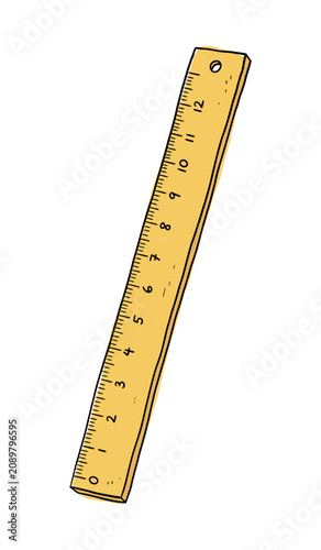 Hand Drawn Wooden Ruler with Watercolor Style