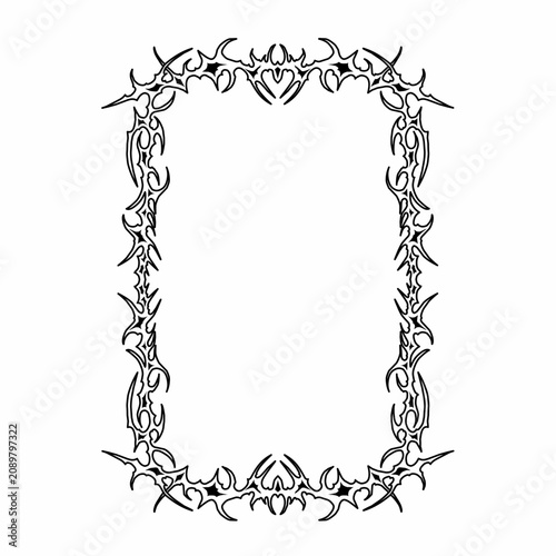 Canvastavla Symmetrical neo tribal ornamental frame with gothic thorn details