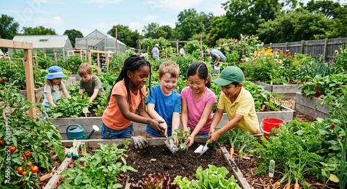 Children Gardening Together