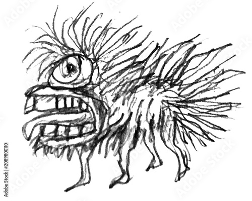 Alien monster animal hand drawn isolated illustration