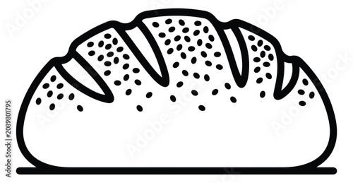 Quadro em tela Minimalist bread loaf vector icon, fresh bakery sourdough bread with sesame seed