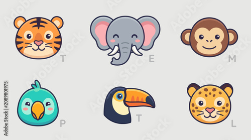 Photography Cute animal faces cartoon collection