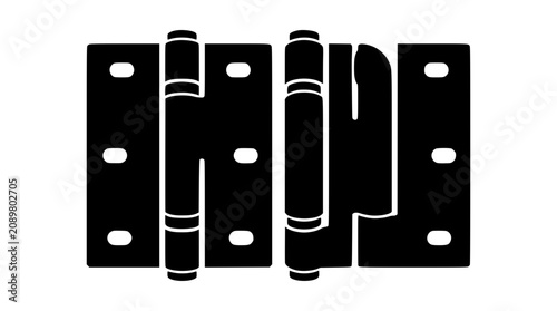 Black metal door hinge silhouette icon isolated on white background