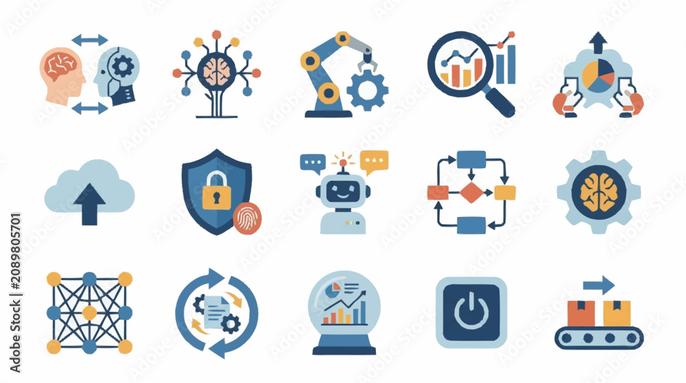 Fototapeta premium Colorful Technology and Business Icons Collection.