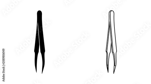 Canvastavla Tweezers Silhouette And Outline Black And White Graphic