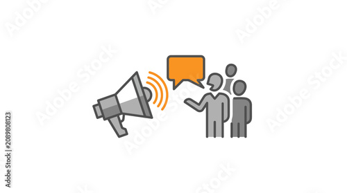 Bild auf Leinwand People communicating with a megaphone.