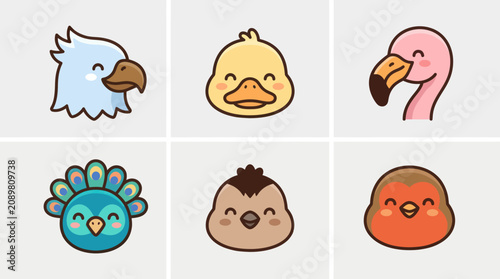 Cute avian faces collection