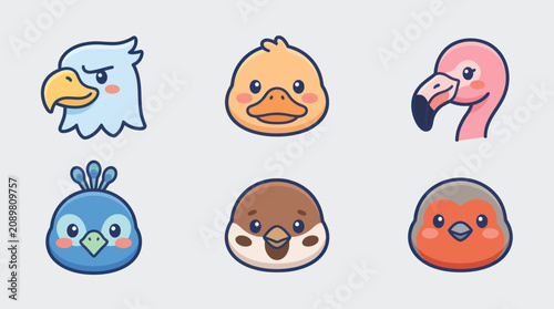 Cute avian icons collection