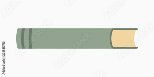 Green book spine with pages exposed vector illustration isolated on white background.