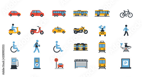 Micro transport and city activity icon collection