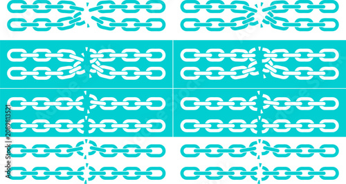 Foto Broken Metal Chain Links Representing Freedom and Disconnection Vector Illustrat