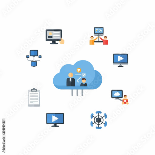 Cloud Computing Technology Network Concept Illustration.