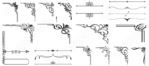 Tableau sur toile Vector illustration of decorative corner frame set