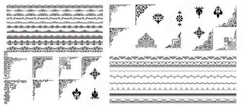 Foto Vector illustration of decorative corner frame set