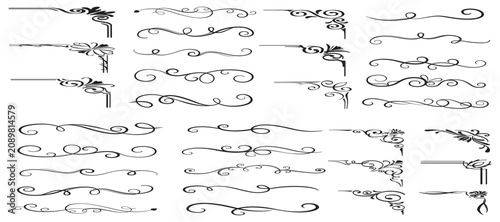 Obraz na płótnie Vector illustration of decorative corner frame set