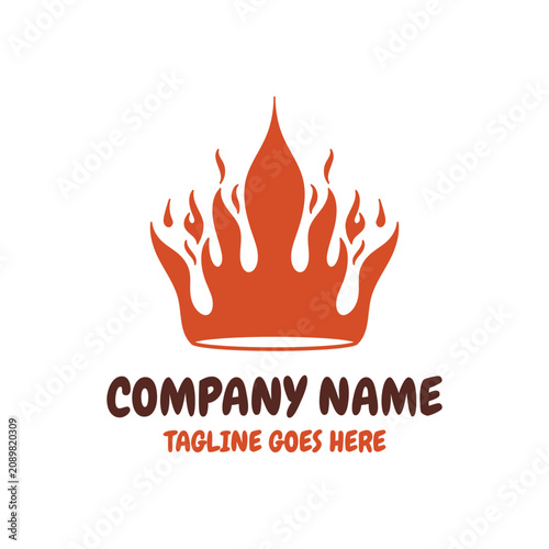Fire Flame Crown King Queen Royal Design Logo Vector