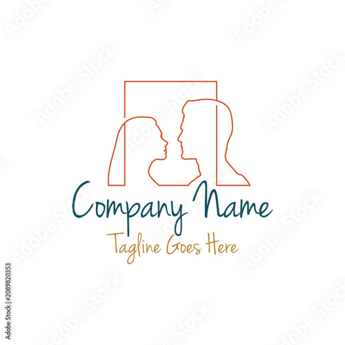 Man Woman Couple Lovers People Portrait Design Logo Vector