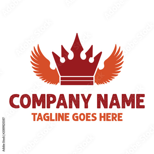 Crown Wing King Queen Royal Empire Design Logo Vector