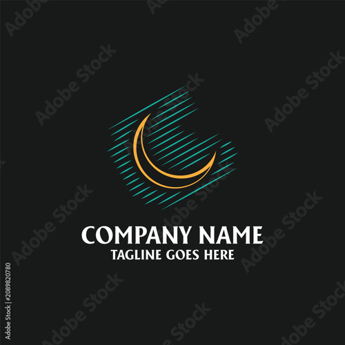 Crescent Moon Night Sky Space Astronomy Logo Design Vector